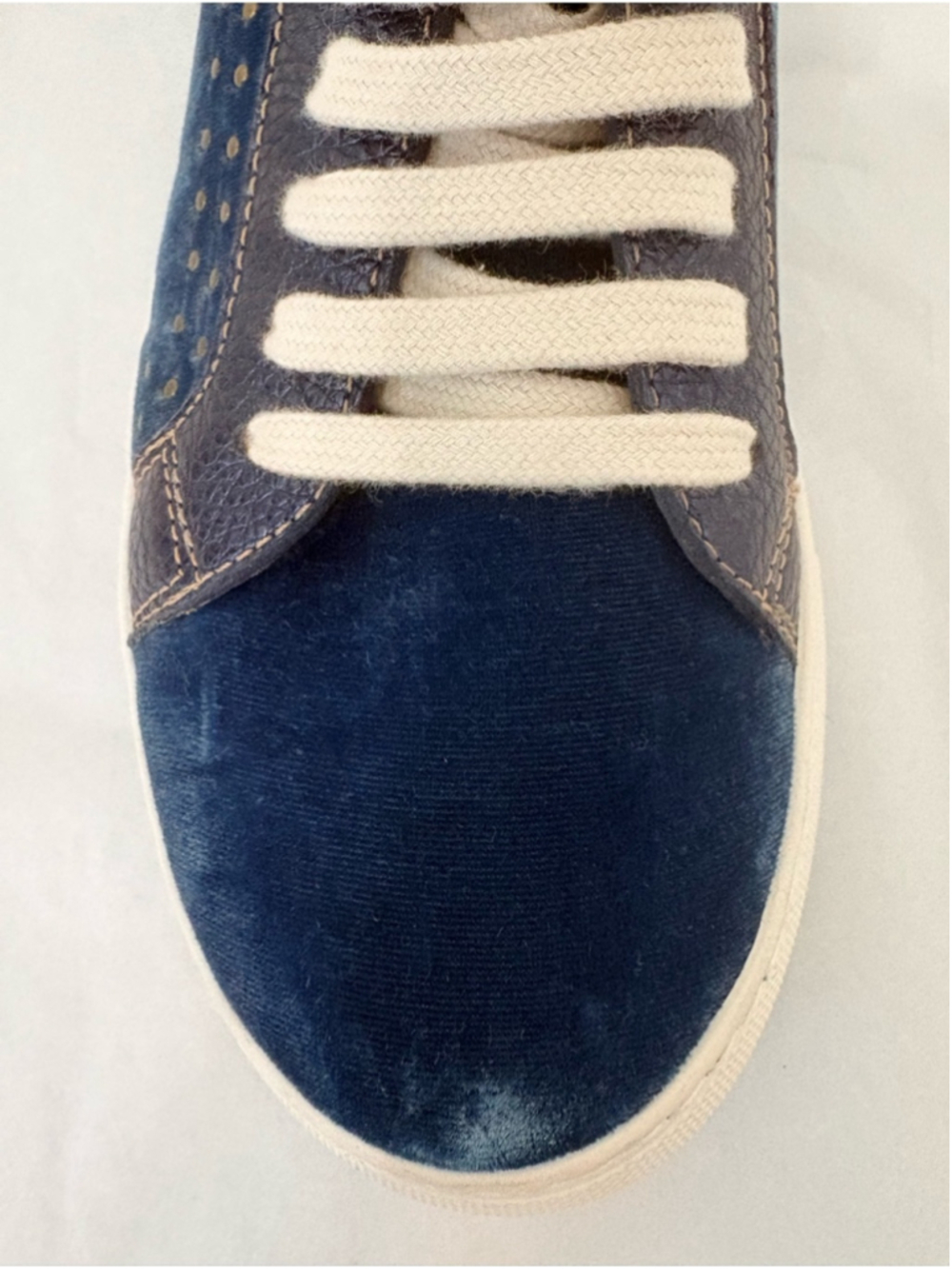 Penelope Chilvers Paradise Velvet Sneakers Sz 7.5 Indigo Blue EUC - Picture 10 of 11